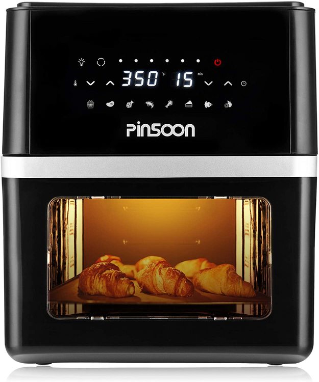 PINSOON 10 Quart Air Fryer, Rotisserie Shaft & Layer Racks