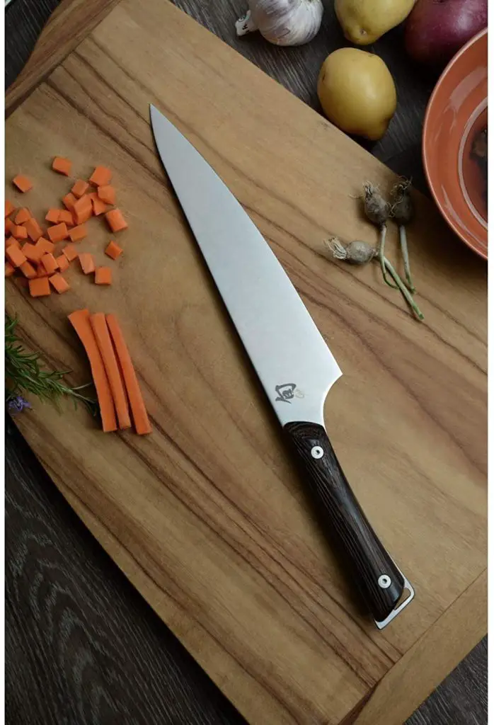 Shun cutlery 8 Inch gyuto knife cutting carrots