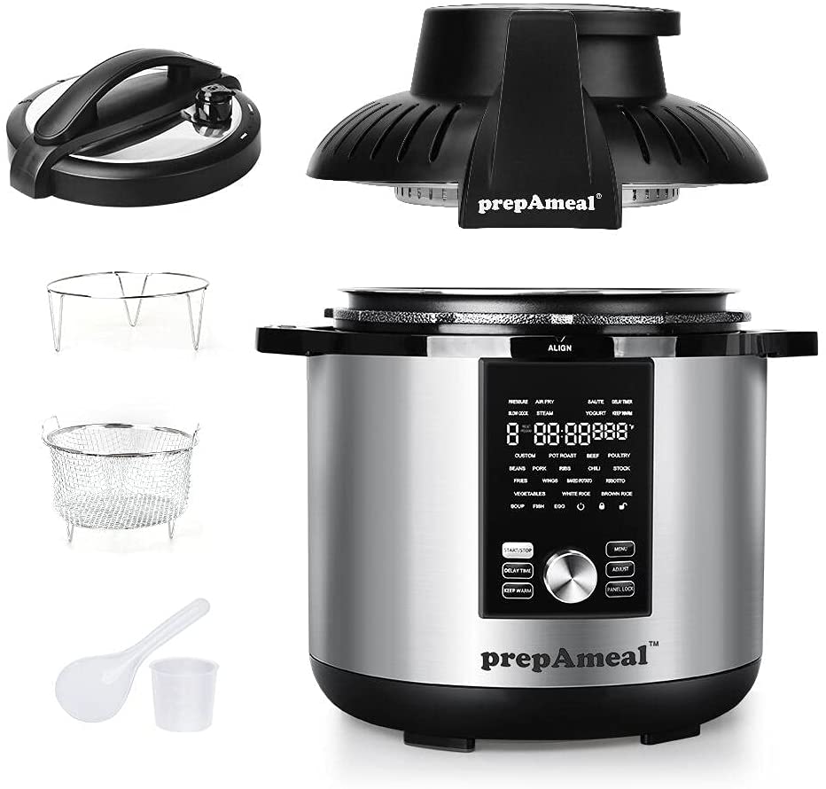 PrepAMeal 8 Quart Pressure Cooker Air Fryer Combo