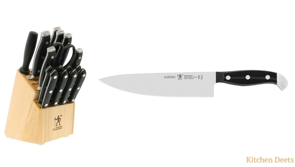 Henckels Forged Premio 8" Chef Knife with 17 Piece Knife Block Set 