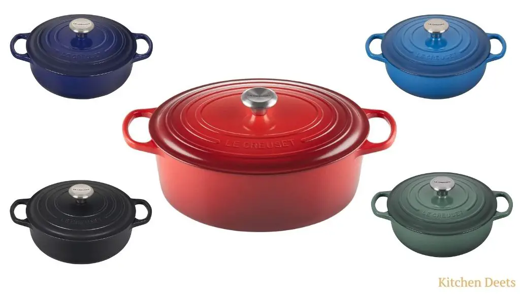 Le Creuset Enameled Cast Iron Dutch Oven in Red, Black, Green, Blue and Purple Color