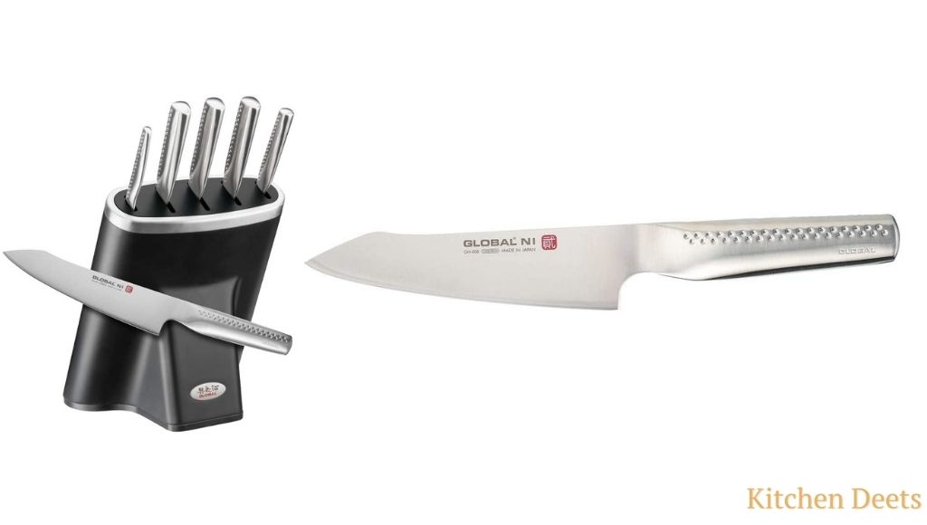 Global Ni 6-Piece Knife Block Set GN-6001 and 8" Chef Knife