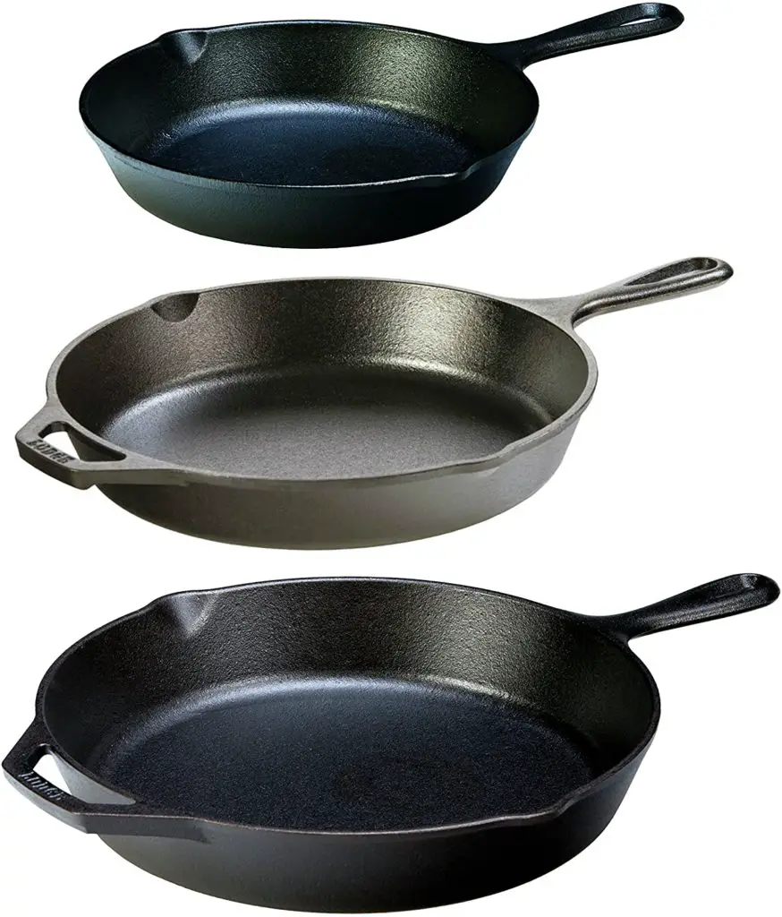 Lodge Cast Iron Skillet set 12 inches, 10.25 inches, and 8-inch set