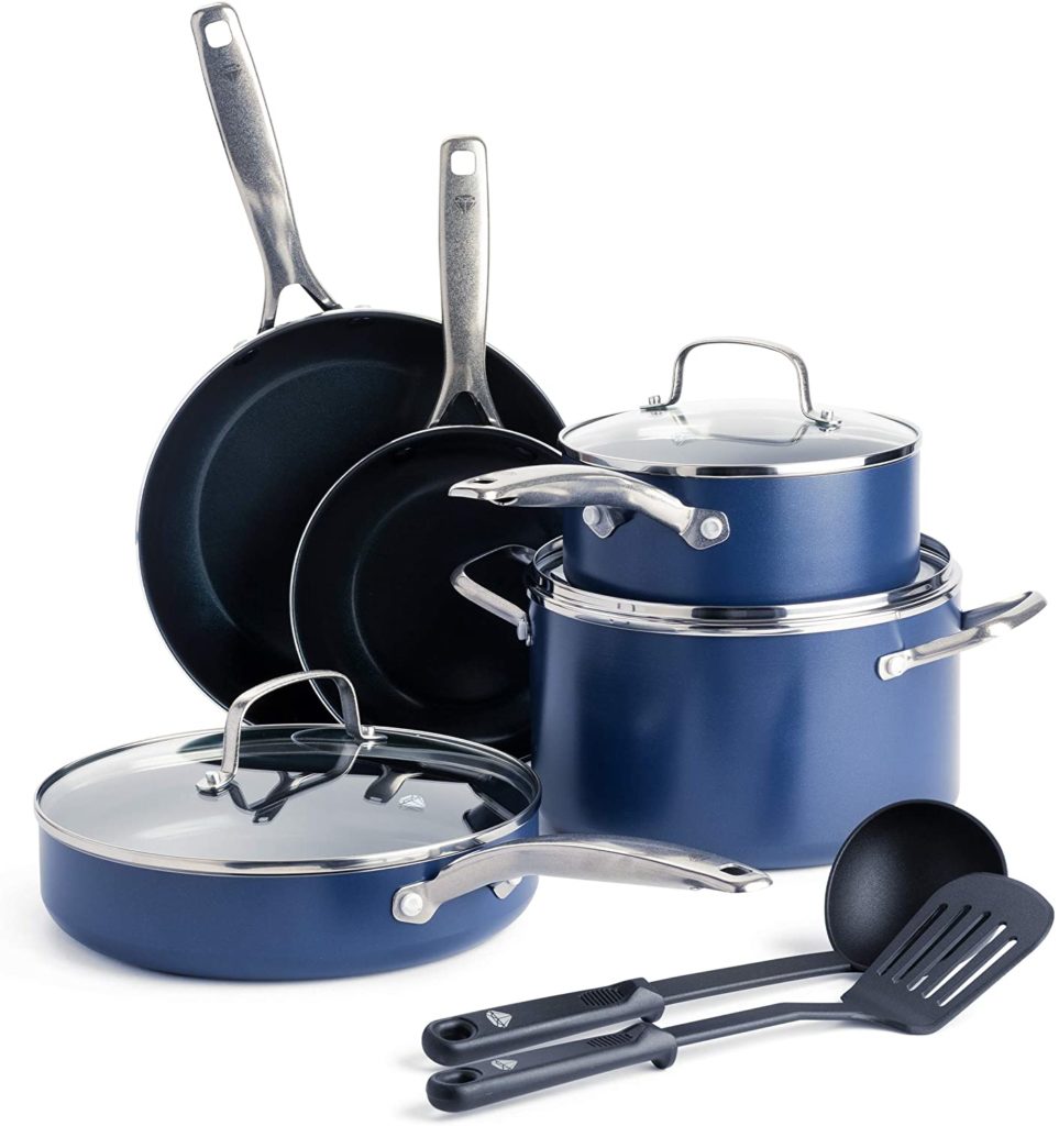 Blue Diamond 10 Piece Ceramic Cookware set