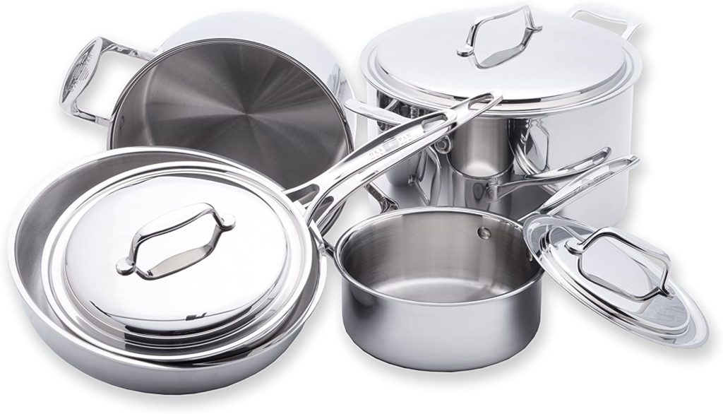 USA PAN 5-Ply 8 Piece Stainless Steel Cookware Set