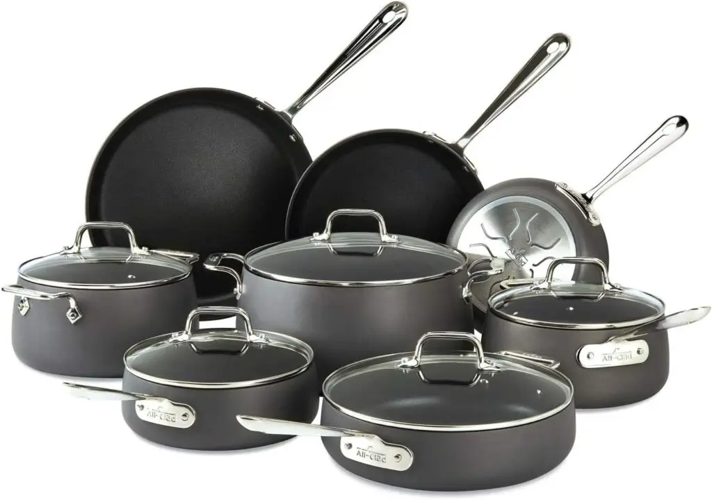 All Clad 13 Piece cookware set nonstick cookware made in usa