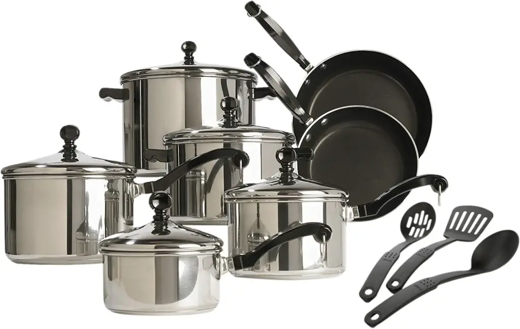Farberware Classic Stainless Steel Cookware Pots and Pans Set 15 Piece