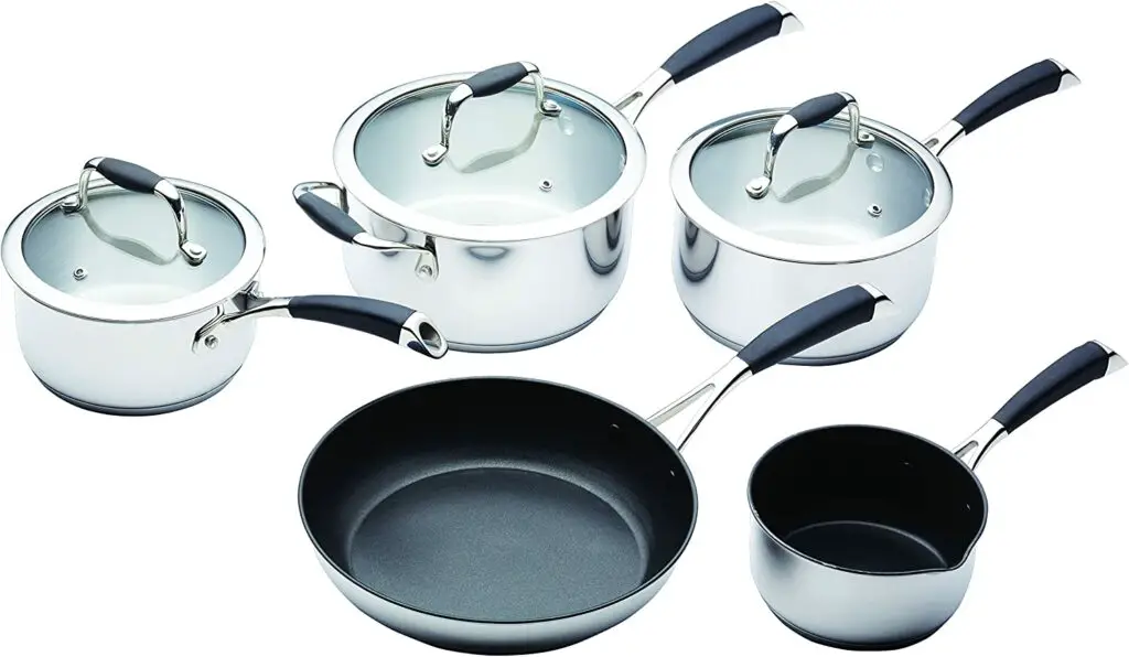 Master Class 5 Piece Deluxe Non Stick Stainless Steel Cookware Set